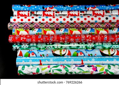 Colorful Wrapping Paper Isolated On Black Background