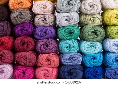 Colorful Yarn Isolated On White Background