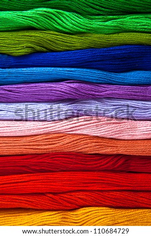 Colorful yarns for embroidering