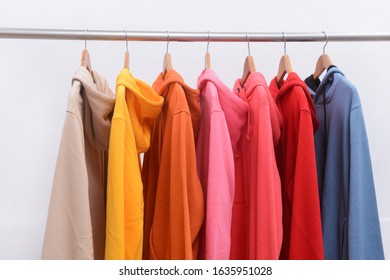 Colorful Youth Cashmere Sweaters And Hoodies, Sweatshirts On Hanger