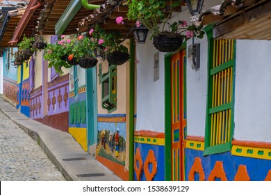 Colorful Zocalos Facades Town Guatape Antioquia Stock Photo (Edit Now ...