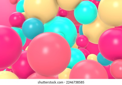 colorfull bubbles abstract background 3d illustration ballon digital design pattern