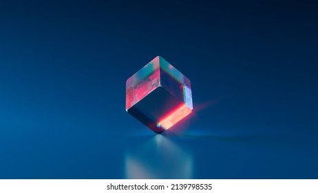 Colorfull crystal cube in blue background 4k wallpaper - Shutterstock ID 2139798535