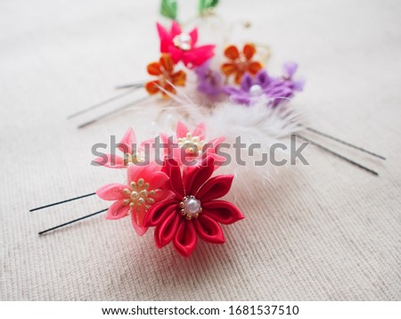 colorfull and small Japanese fabric flower  ストックフォト © 
