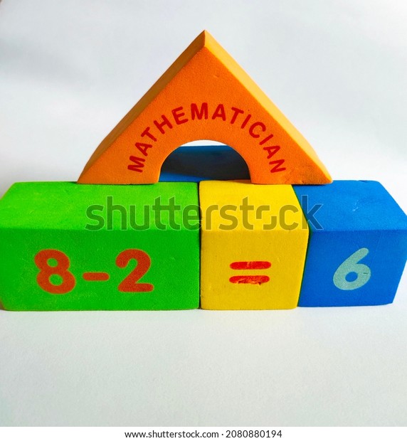 Colorfully\
numbered blocks with the words\
mathematician