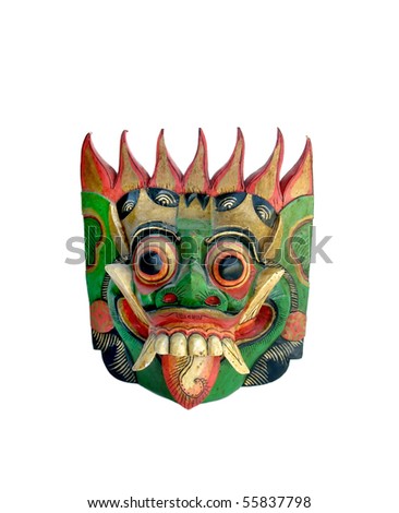 Colorfully painted wooden Indonesian mask