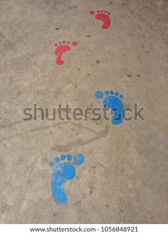 coloring foot painting on floor
