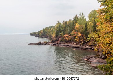 Colors Begin To Change At Big Bay State Park On Madeline Island During An Overcast Fall Day