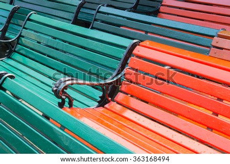colors bench in the garden/benches