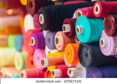 Colorsful Fabric Silk Rolls In Textile Shop Industry From India