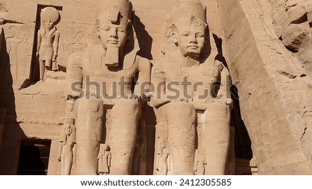 Colossal statues of Ramesses II at Abu Simbel, Egypt.