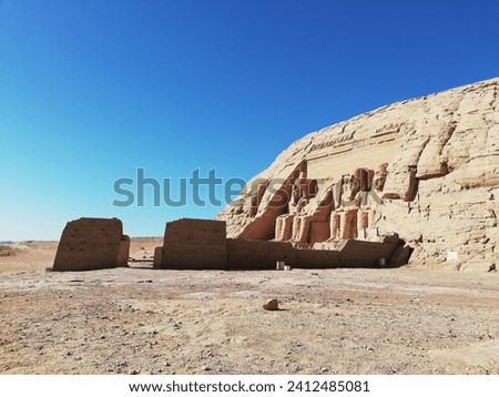 Colossal statues of Ramesses II at Abu Simbel, Egypt.