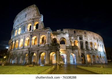 Colosseum At Night In Rome