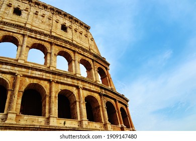 Colosseum Of Rome With Blue Sky Background