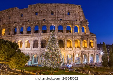 Colosseum In Rome At Christmas, Italy