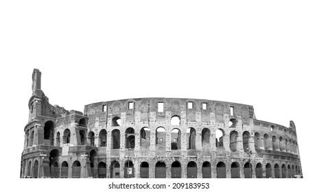 Colosseum In Rome, Italy Isolated On White