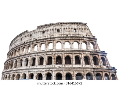 Colosseum In Rome, Italy Isolated On White
