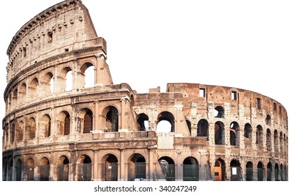 Colosseum in Rome, Italy isolated white, 