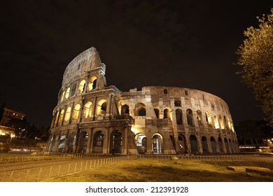 The Colosseum In Rome, Italy At Night