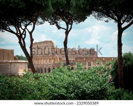 The Colosseum in Rome, Italy. Viewed from a distance.