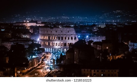 The Colosseum In Rome At Night.