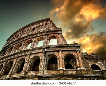 Colosseum in Rome with sky in the background - Shutterstock ID 343674677