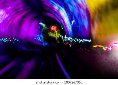 Colour light patterns from within the Shanghai sightseeing tunnel