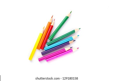 Premium Photo  Many different colored pens. color pencils isolated on a  white background.