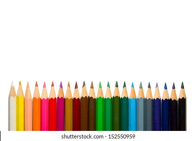 Colour Pencils Isolated On White Background Close Up