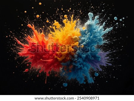 Colour splash rainbow background paint holi smoke colour. Powder colour splash explosion dust ink burst splatter on black texture isolated black spray party blue wallpaper cloud pink stain.