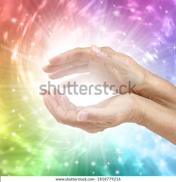 Colour Therapy Healing Hands Concept Female Stock Photo (Edit Now ...