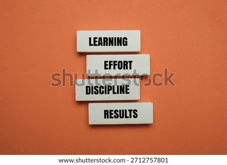 A coloured block with text LEARNING, EFFORT, DISCIPLINE, RESULTS