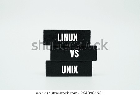 A coloured block with text LINUX VS UNIX