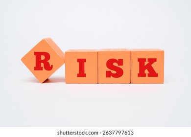 A coloured block with text RISK on white background - Powered by Shutterstock - Get 15% off with code: PIKWIZARD15