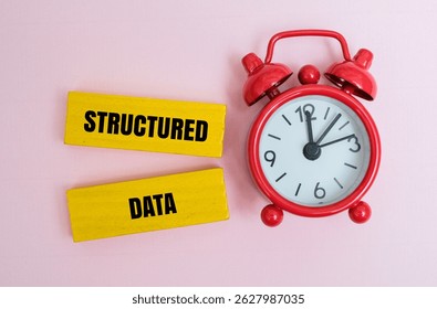 A coloured block with text STRUCTURED DATA next to red alarm clock