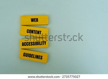 A coloured blocks with text WEB CONTENT ACCESSIBILITY GUIDELINES. A concept for WCAG compliance, inclusive design and ADA digital standards