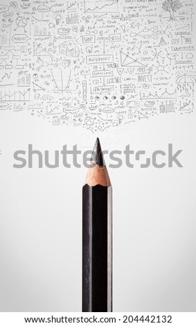 Coloured pencil close-up with sketchy diagrams