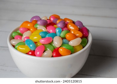 Coloureds jelly beans in a bowl - Powered by Shutterstock