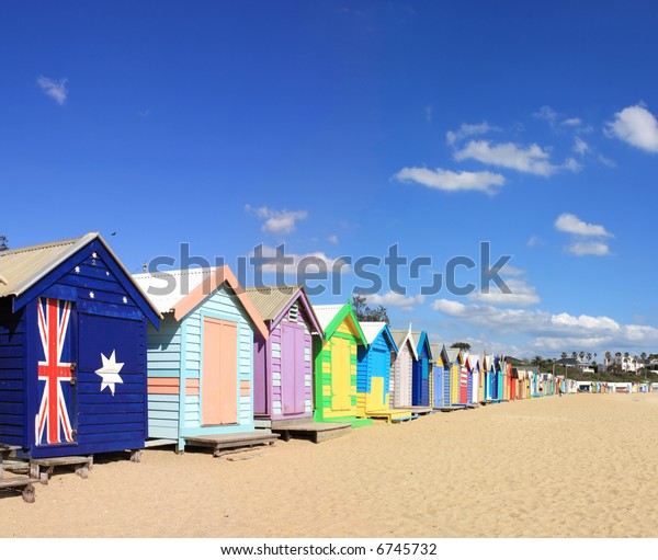 Colourful Bathing Boxes Brighton Beach Melbourne Stock Photo Edit Now