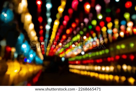 Colourful bokeh lanterns light at Yipeng festival in Chiangmai,Thailand.