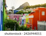 Colourful buildings in Bo-Kaap district in Cape Town, South Africa.