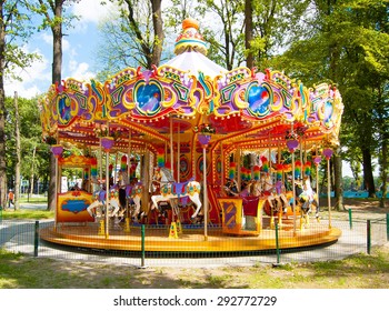 Colourful Carousel In The Park