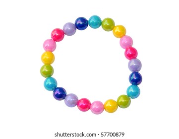 Colourful child's bead bracelet, isolated on a white background