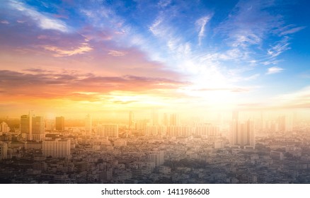 Colourful city and sky sunset background. Bangkok, Thailand, Asia - Shutterstock ID 1411986608