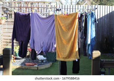 Colourful Clothing On A Rotary Washing Line