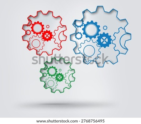 Colourful cogs on grey background