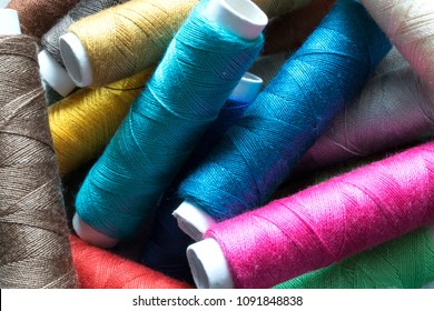 Colourful cotton yarns rolls for sewing