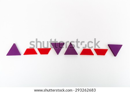 Colourful deci pattern blocks in geometric shapes to demonstrate patterns and repetition for fun math learning