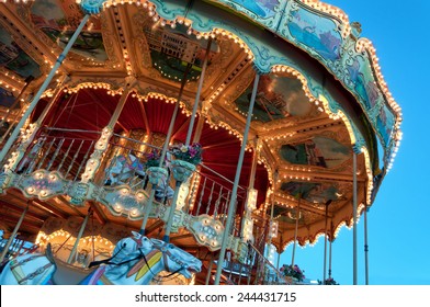 Colourful & Detailed Carousel Ride At A Theme Park