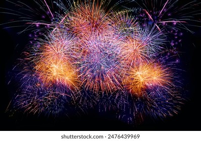 colourful firework display set for celebration happy new year and merry christmas and  fireworks on black background - Powered by Shutterstock